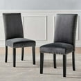 thumbnail image 3 of Modway Parcel Performance Velvet Dining Side Chairs - Set of 2 in Charcoal, 3 of 10