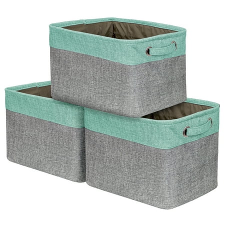 Sorbus Twill Storage Large Rectangular Fabric Collapsible Basket Organizer with Carry Handles Set of 3