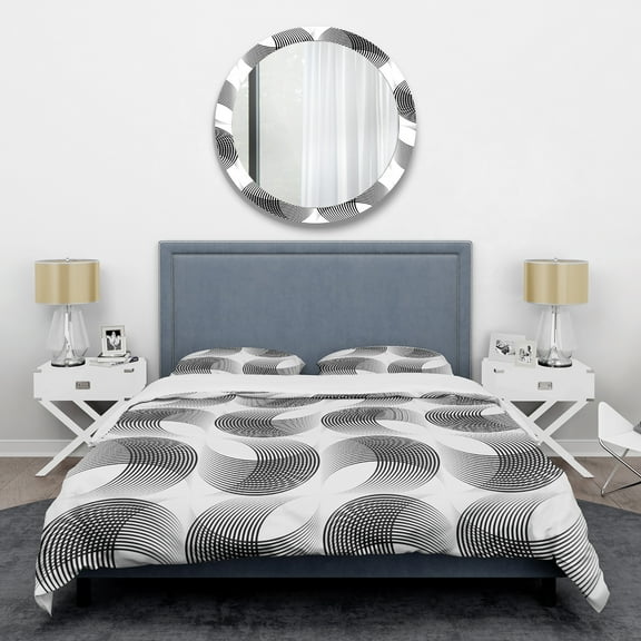 Designart 'Monochrome Geometric Pattern IX' Mid-Century Modern Duvet Cover Set