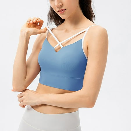 

Voncos Sports Bras for Women- Women s Sports Yoga Bra Beautiful Back Sports Underwear Wearing Fitness Yoga Clothes Blue L
