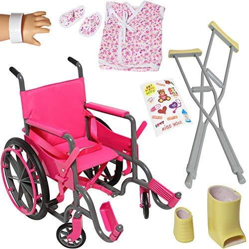 Doll Wheelchair Set with Accessories for 18 Inch Dolls Like American Girl  Dolls + Bonus Accessories