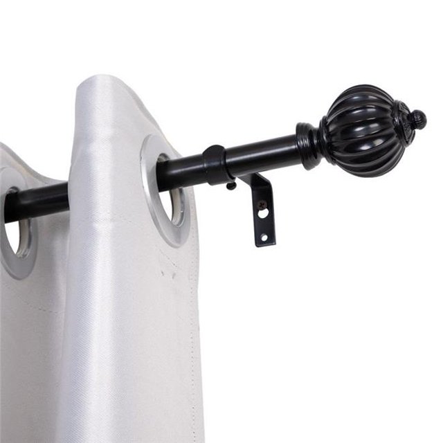 Utopia Alley D44Z 0.75 in. Single Decorative Drapery Adjustable Curtain Rods for Windows 48 to 86 in. - Black