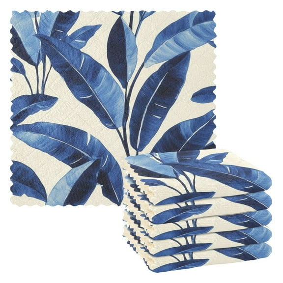 6 Pieces of Kitchen Towels 11x11Inch Kitchen Dish Cloths Kitchen Dish Towels Reuseable Cleaning Cloths Colorful Leaf