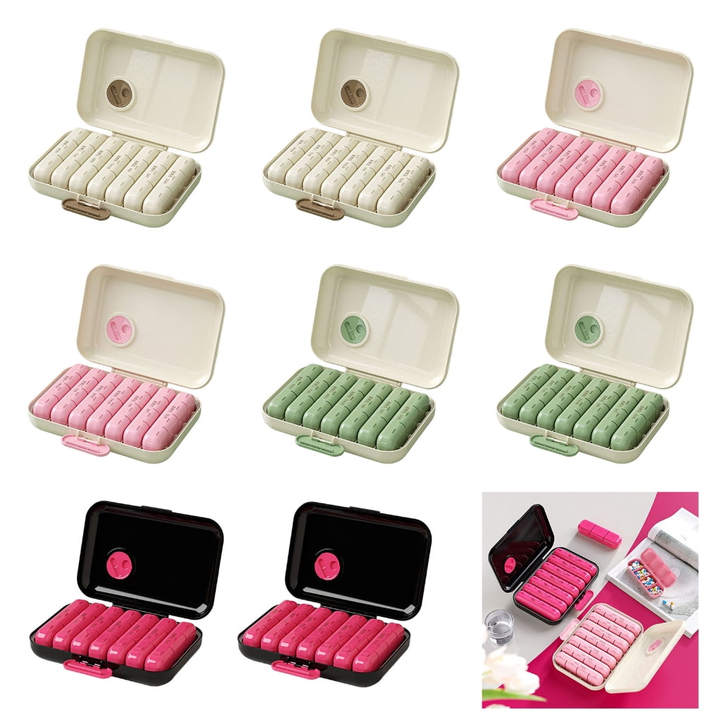Oasiva Weekly Pills Organizers Box With 7 Removable Compartments Portable Travel Medicine Storage Case Made Of Durable ABS Materials For Daily Use