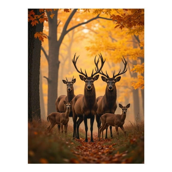 Diamond Art Kit for Adults, Autumn Forest Deer Family Scene Diamond Painting for Adults Beginners, DIY Diamond Art Painting Kits, 5D Diamond Painting Crafts for Home Decor 12x16 Frameless