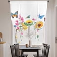 thumbnail image 4 of Country Watercolor Tie Up Curtain 54 Inches Long, Florals Sunflower Wildflowers Butterfly Balloon Style Kitchen Window Curtain Over Sink, Small Window Rod Pocket Curtain 42"x54", 4 of 9