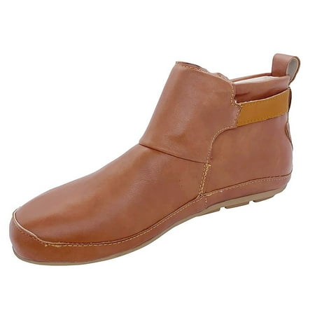 

autumn winter shoes Women s Vintage Leather Boots Flat Waterproof Shoes Winter Round Toe Ankle Boots