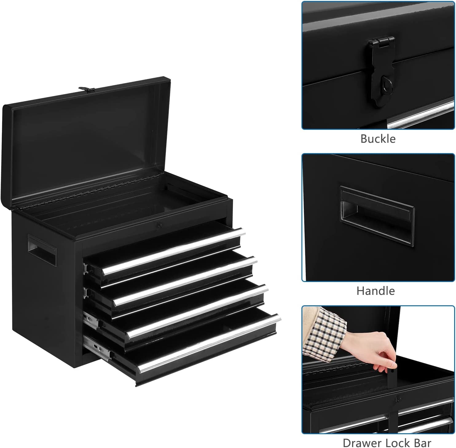 TUFFIOM 5-Drawer Rolling Tool Chest, Tool Storage Cabinet with Adjustable Shelf, Tool Organizer Box