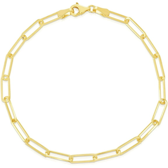 Floreo 10k Yellow Gold Solid Paperclip Link Bracelet or Anklet