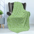 thumbnail image 4 of Leaves Soft Flannel Fleece Blanket, Green Tone Monochrome Pattern with Swirling Leafy Branches Summer Nature, Cozy Plush for Indoor and Outdoor Use, 50" x 70", Pale Green Lime Green, by Ambesonne, 4 of 5