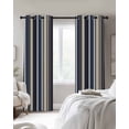 thumbnail image 2 of Colored Stripes Blackout Curtains for Bedroom, Thermal Insulated Drapes, Blue Black White Brown Abstract Lines Black Out Curtains 63 Inch Long Room Darkening Kitchen Curtains 42"x63" 2 Panels, 2 of 8