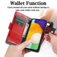 thumbnail image 4 of SaniMore Magnetic Clasp Wallet Case for Samsung Galaxy A14 5G with Cash & Card Slots, RFID Blocking Soft TPU + PU Leather Shockproof Protective Cover with Folio Flip Kickstand Shell, Red, 4 of 9