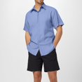 thumbnail image 2 of Men's Linen Short Sleeved Turn Button T Shirt Loose Undershirt Shirts Men with Designs Solid Color Short Sleeved Cotton Linen Shirt for Men Beach Plus Size Men Short Sleeved Shirt, 2 of 8