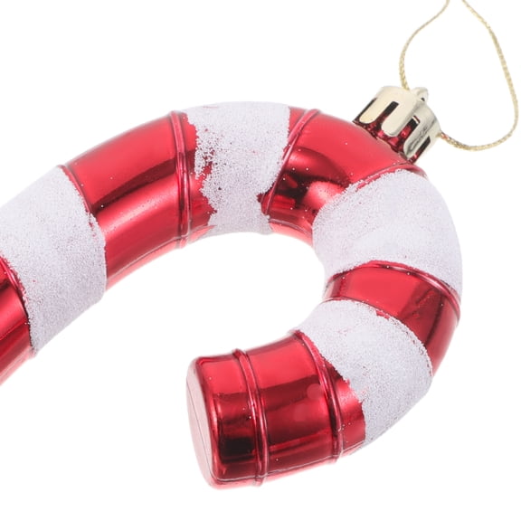 OFFIGAM Set of 6 Red Candy Cane Ornaments - Plastic Xmas Decorations for Indoor and Outdoor Holiday Spaces