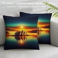 thumbnail image 3 of Patifu Sunset Lake Mist Graphic Decorative Pillow Cover for Home Couch Living Room Bed Sofa 12x12in, 3 of 5