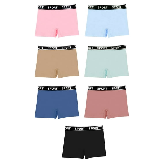 Women's Plain Sport Cotton Underwear Multicolor Boyshort Boxers 12 Pack (S)