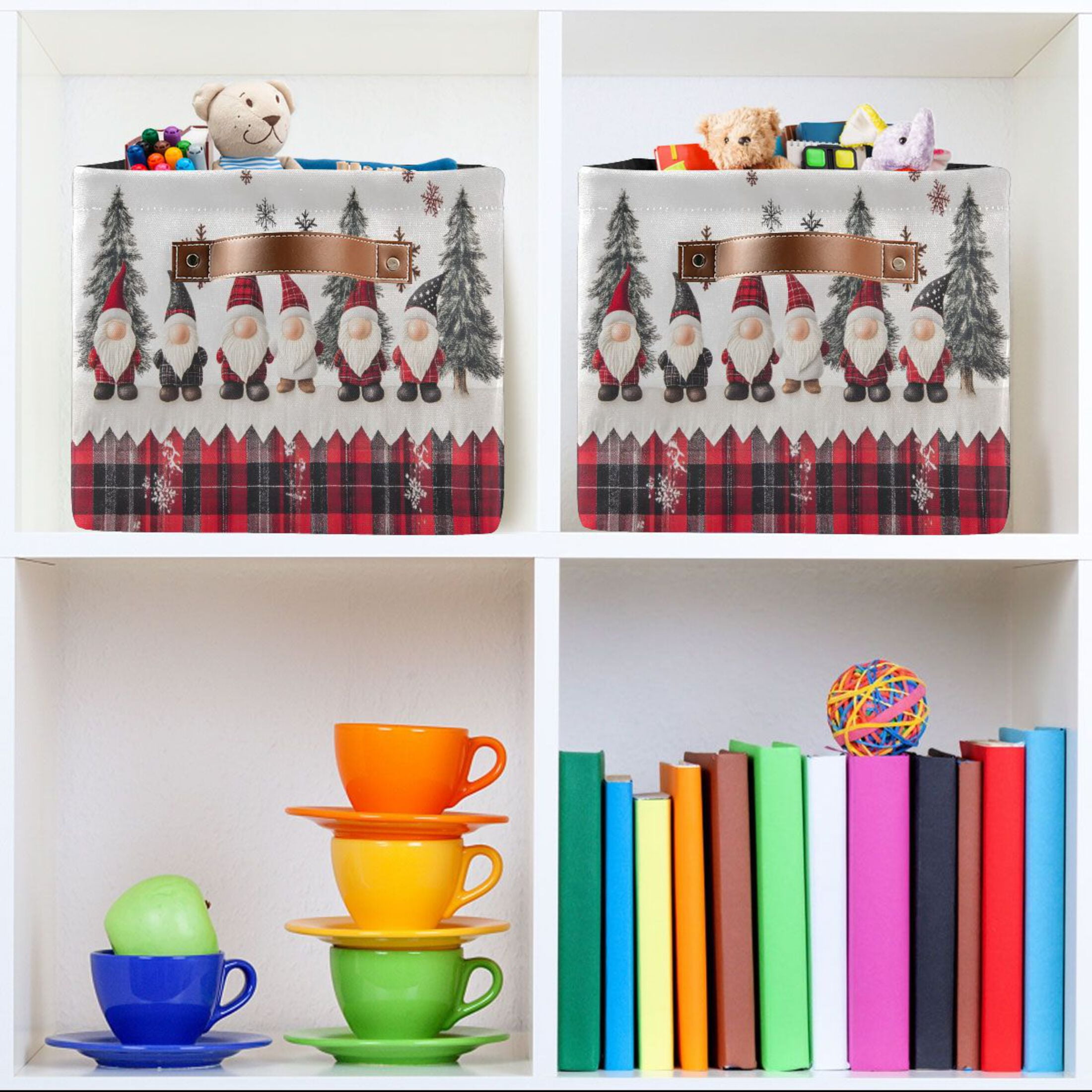 Ryvnso Gnomes Snowflakes Christmas Storage Basket Large Bin Foldable Boxes Toys Organizer 14.2x10.2x8.3in 2 PCs