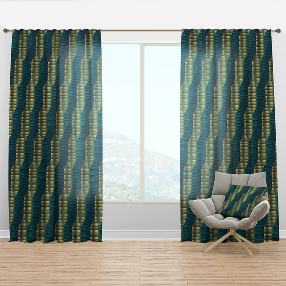 Designart 'Hexagon Retro Pattern VII' Mid-Century Modern Curtain Panel