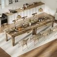 thumbnail image 4 of 63" Farmhouse Dining Table – Sturdy Rectangular Wood Table for 4-6, 30"  Thick Top, 4.53"  Reinforced Legs, Rustic Brown or Grey Finish, Modern Kitchen and Dining Room Table, 4 of 8