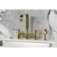 thumbnail image 2 of Kingston Brass KS8252DLBS Concord Two-Handle 4-Hole Deck Mount Bridge Kitchen Faucet with Brass Side Sprayer in Polished Brass, 2 of 8