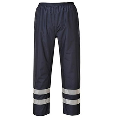 S481 Small Iona Lite Hi Visibility Waterproof Trousers, Navy -
