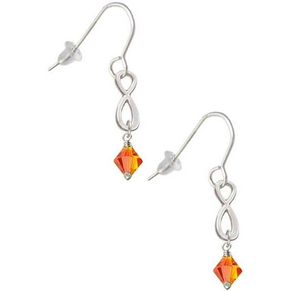 Delight Jewelry Orange Crystal Bicone Silver tone Infinity French Earrings