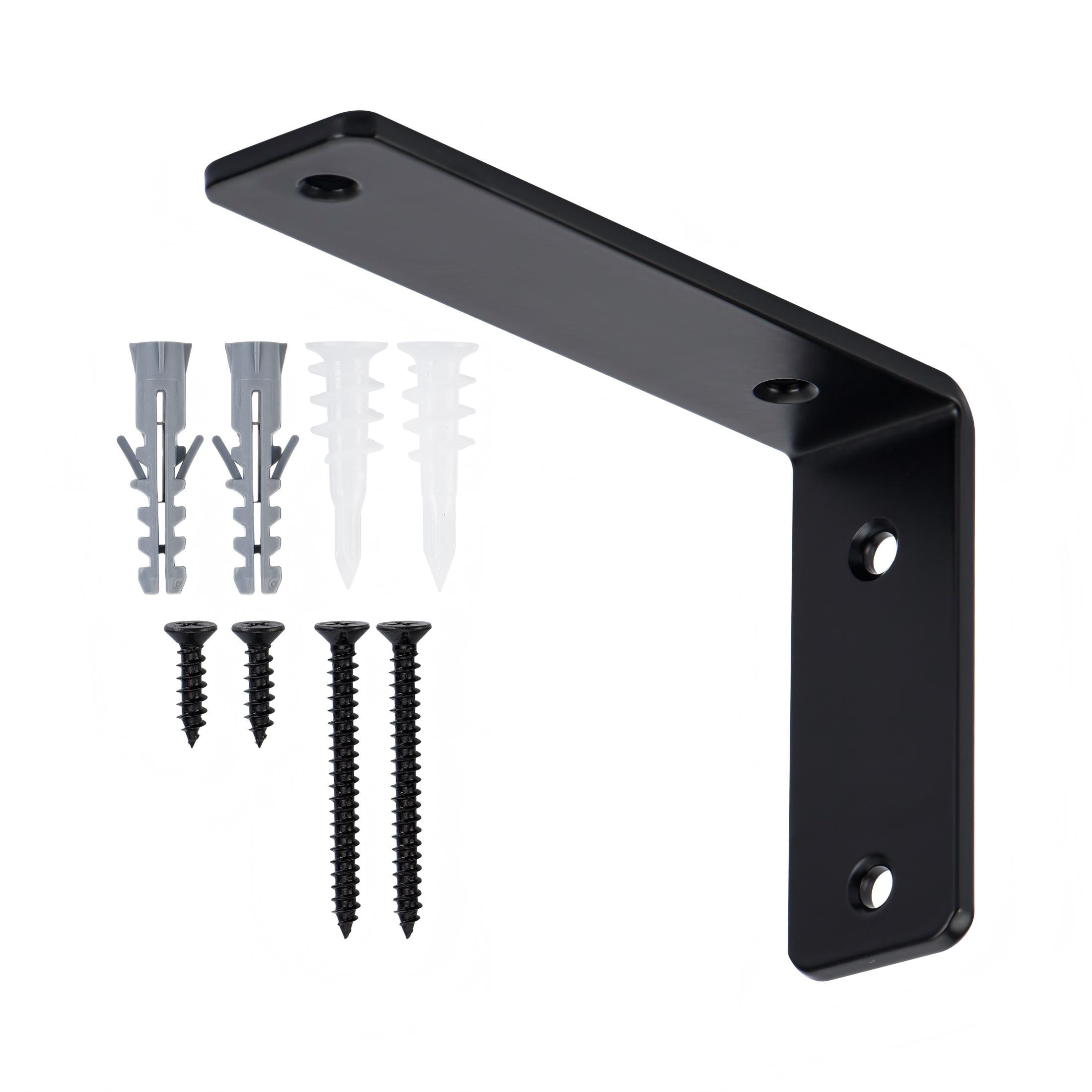 HT 6" x 4" Black L Shelf Bracket with Sturdy Support