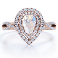 thumbnail image 1 of JeenMata Anillo de Compromiso de 1,75 Quilates con Piedra Lunar Arcoíris y Moissanita en Forma de Almendra, Doble Racimo, Banda Retorcida Pavé, Baño de Oro Rosa de 18 K sobre Plata, 1 of 6