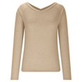 thumbnail image 4 of TKLPEHG Womens Tops Dressy Casual Crew Neck Tight Slim Shirt Solid Color Lightweight Fall Tops Fashion Long Sleeve T Shirt Comfy Blouses Pullover (Khaki,S), 4 of 8
