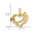 thumbnail image 2 of 18.2mm 14k Solid Yellow Gold Fancy Love Heart and Ribbon Charm Pendant Necklace for Women, 2 of 2