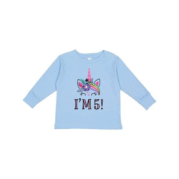 Inktastic 5th Birthday Unicorn Party 5 Year Old Girl Girls Long Sleeve Toddler T-Shirt