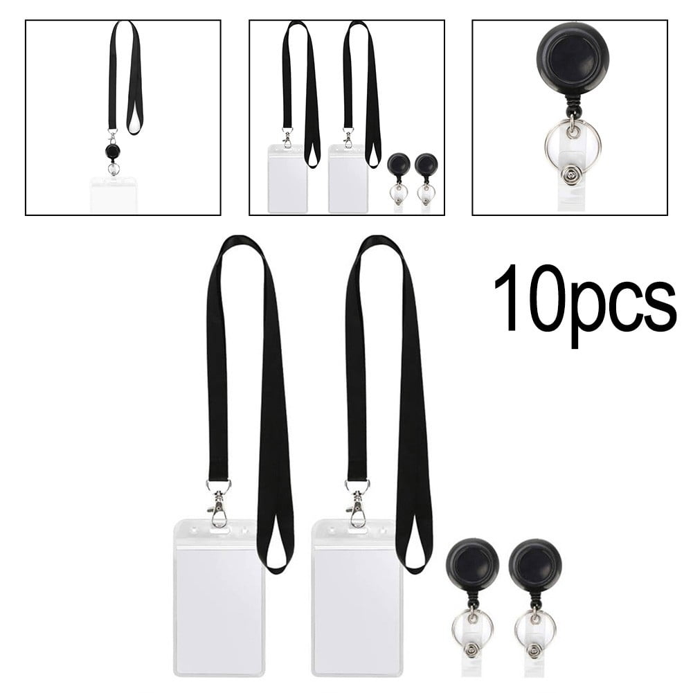 10pcs Badge Holder,Vertical & Horizontal Protector optional with Black Lanyard