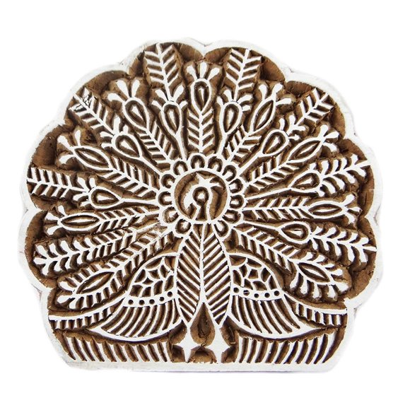 Tissu Décoratif en Bois à Motif de Paon en Blocs, Fait à la Main, Art de Vêtements