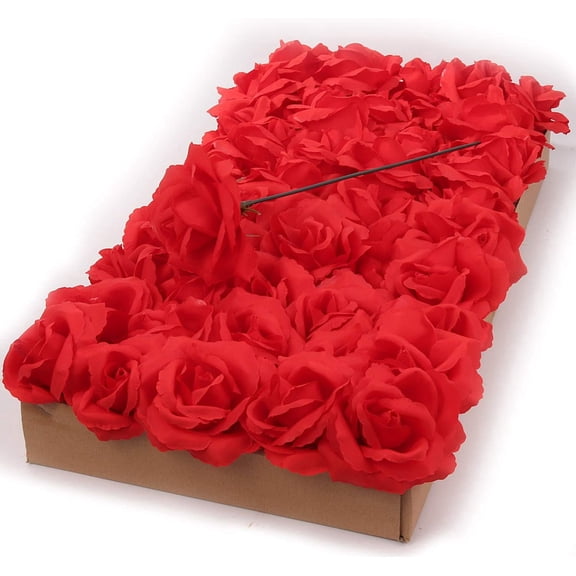 Red Artificial Rose Picks – 150 Count (3 Packs of 50), 8-Inch Real Touch Silk Flowers for Weddings, DIY Bouquets & Event Décor