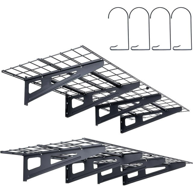 2 Pack, 6 x 2 ft Heavy Duty Garage Shelves Wall Mounted, 1000 lbs Load Capacity(Total) Garage Storage Rack Floating Shelves, Suitable for Shop, Shed, Garage Storage