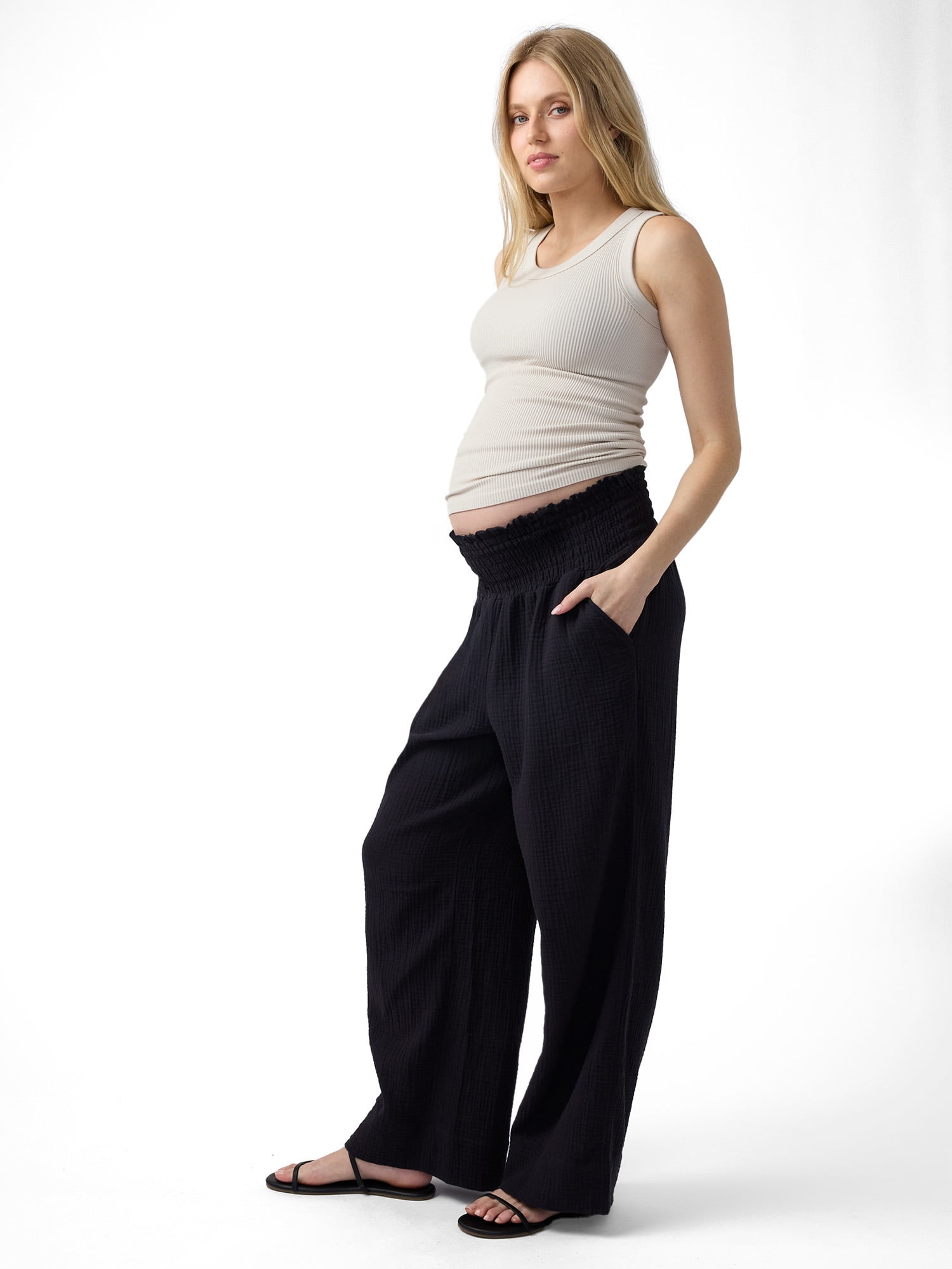 Ingrid & Isabel For Every Belly Women's Maternity Wide Leg Gauze Pant, Sizes XS-XXL