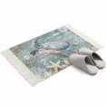 thumbnail image 4 of Blue Turtle Coastal Bathroom Rug 2'x3', Summer Beach Nautical Starfish Coral Low Profile Front Entryway Rug with Tassels, Woven Cotton Washable Kitchen Mat Carpet for Foyer Bedroom Back Door Decor, 4 of 9