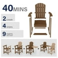 thumbnail image 3 of WINSOON Tall Adirondack Chair Set of 2 with Connecting Tray,Outdoor Bar Stools-Brown, 3 of 6