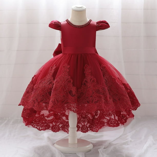 Vestido para niños Vestido para niñas Vestido con cola lavada Vestido para bebé de un año
