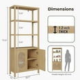 thumbnail image 5 of Ktaxon Bookshelf, 71" H Bookcase with 2 Rattan Doors and 4 Shelves, Farmhouse Standing Storage Cabinet for Living Room, Bedroom, Office, Study, Brown, 5 of 10