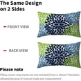 thumbnail image 4 of Navy Blue Green Pillow Covers 12x20 Light Blue Dahlia Flowers Modern Rustic Decorative Lumbar Couch Pillow Cases with Zipper Set of 2 Home Decor for Living Room Bedroom Bed Cushion Outdoor, 4 of 6