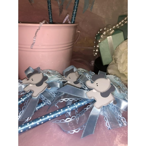 Charmed Baby Shower Party Favor Giveaway Elephant PomPom Pens 12 pieces