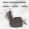 thumbnail image 6 of Leumius Swivel Recliner Chair,360° Glider Rocking Chair with Massage and Heating,PU Leather Small Manual Recliner for Nursery Home Theater,Brown PU, 6 of 7