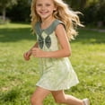 thumbnail image 3 of Vornjynx Dresses for Kids Girls Crew Neck Tie-Dye Sleeveless Cute Bowknot Summer Casual Daily Dress Army Green Size 5t, 3 of 7