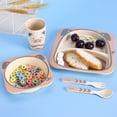 thumbnail image 4 of 5Pcs/Set Bamboo Kids Dinnerware Set - Children Dishes - BPA Free Food Plate Bowl Cup Spoon Fork Set Dishware  Cartoon Tableware - Lion, 4 of 8
