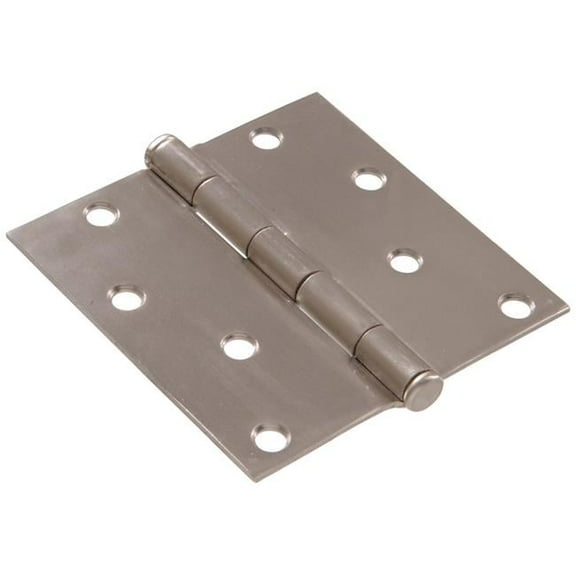 Hillman Group 851800 Carded - Square Full Mortise Hinges, Satin Nickel - 4 in.