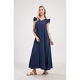 thumbnail image 3 of utcoco Womens Long Denim Dress Casual Loose Fit Ruffle Sleeveless V-Neck Jean Maxi Dresses for Women 2026, 3 of 4