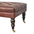 thumbnail image 6 of Lesuto Buffalo Brown Leather Ottoman with Castor Legs - Vintage Style, Wood, 6 of 8