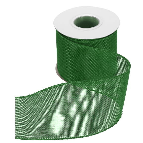 Uxcell Burlap Wired Ribbon 3" x 10 Yard Wired Edge Ribbon Woven Strap, Forest Green
