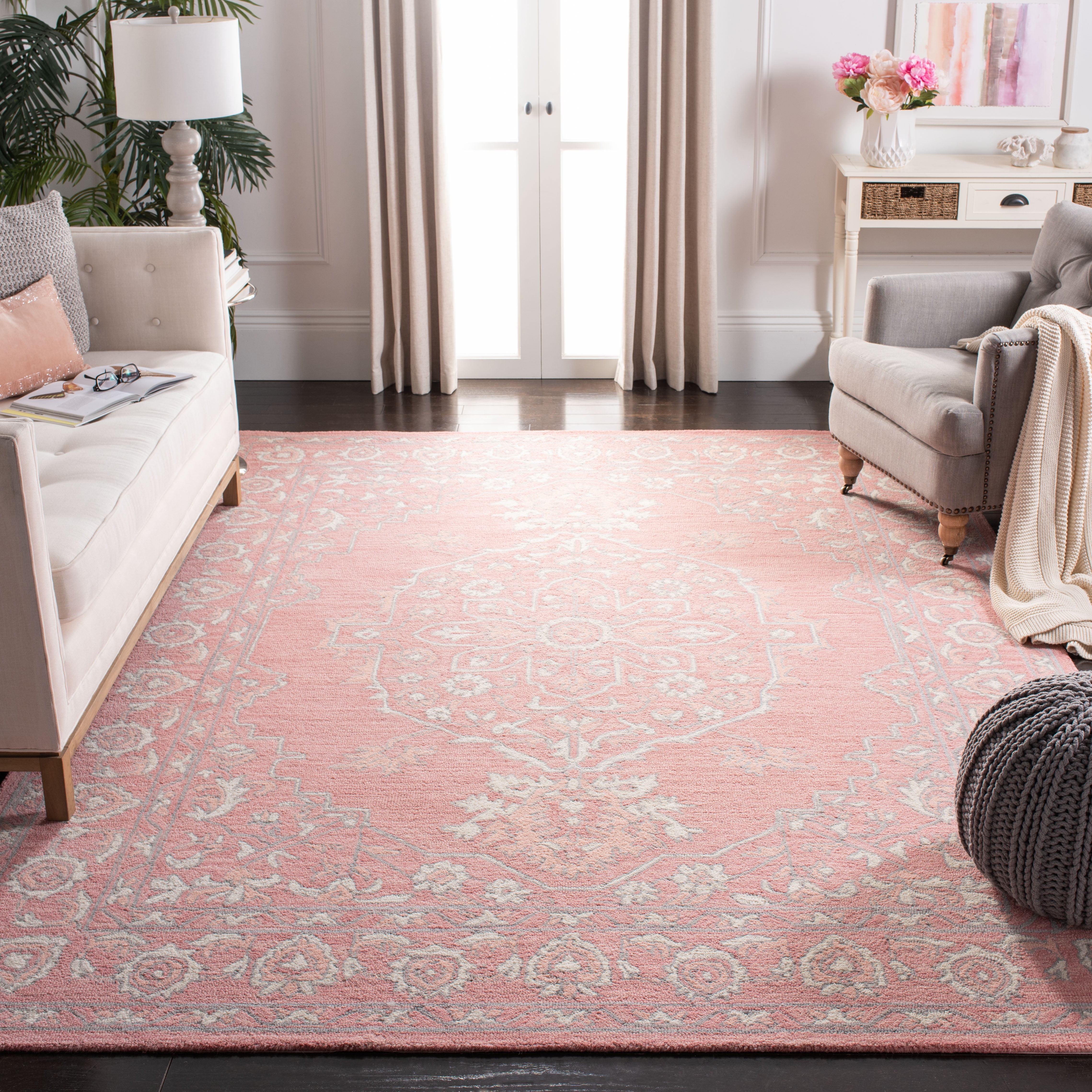 SAFAVIEH Micro-Loop Britton Oriental Area Rug, Pink/Ivory, 10' x 14'